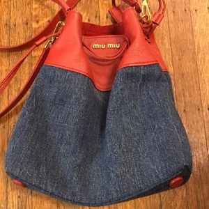 NWT Miu Miu leather & jeans purse